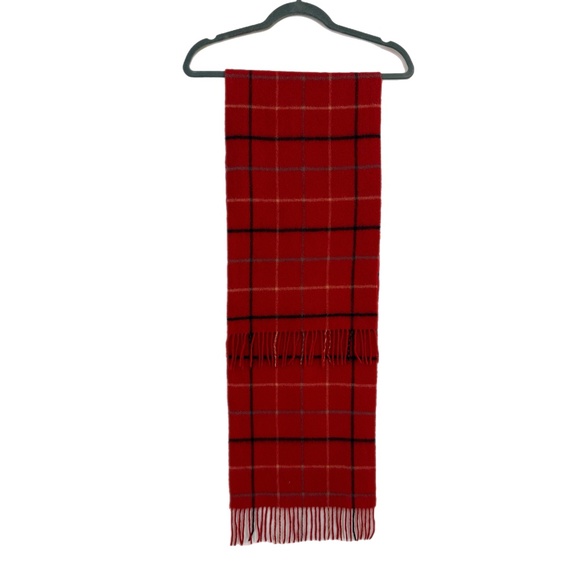 Red Tartan Wool Scarf - Picture 8 of 9